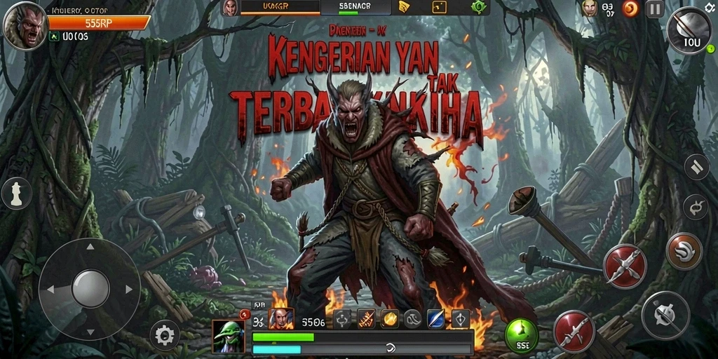 Screenshot menunjukkan gameplay menegangkan di 55RP.