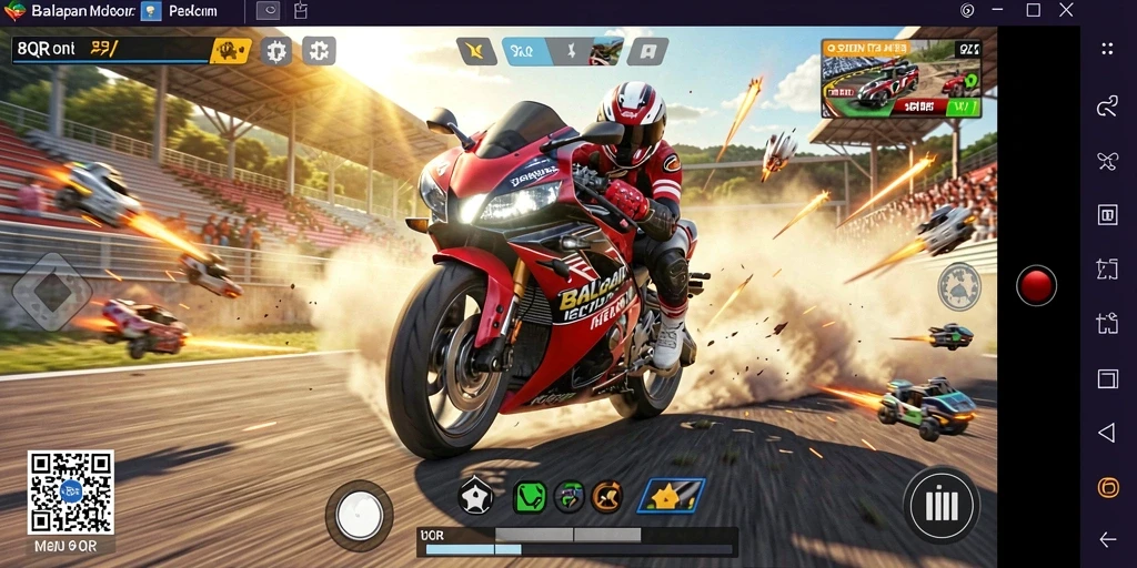Tampilan gameplay seru dari balapan motor di 8QR.