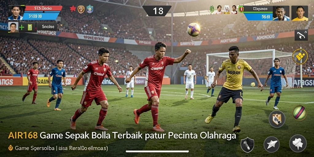 Screenshot gameplay AIR168 menampilkan aksi sepak bola yang mendebarkan.
