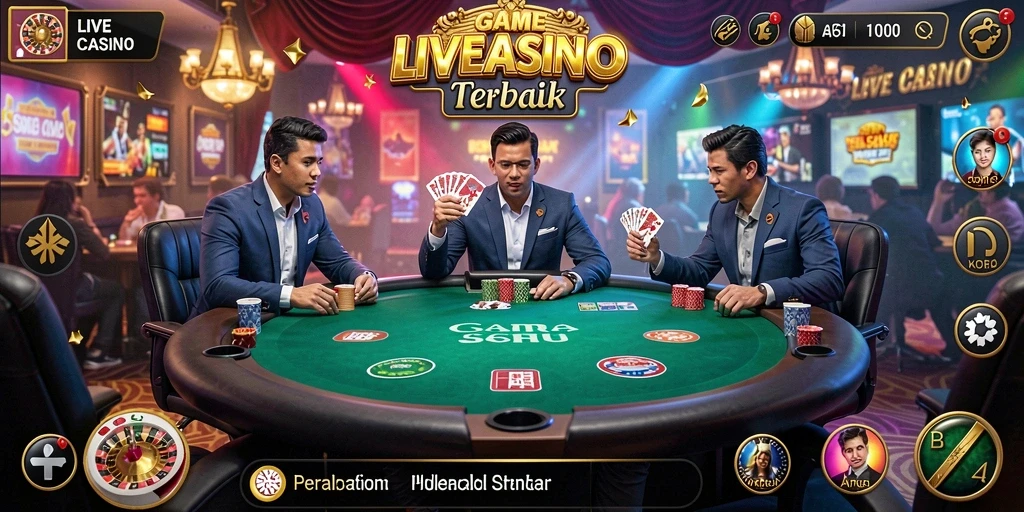 Tampilan gameplay Live Casino yang menegangkan dengan dealer profesional.