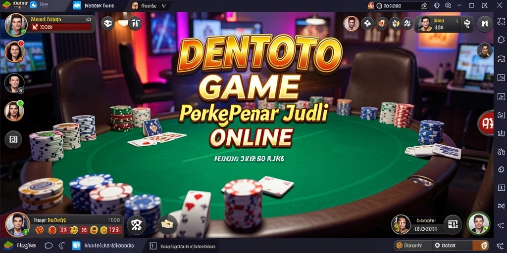 Screenshot gameplay DENTOTO yang menunjukkan suasana permainan Poker yang seru.