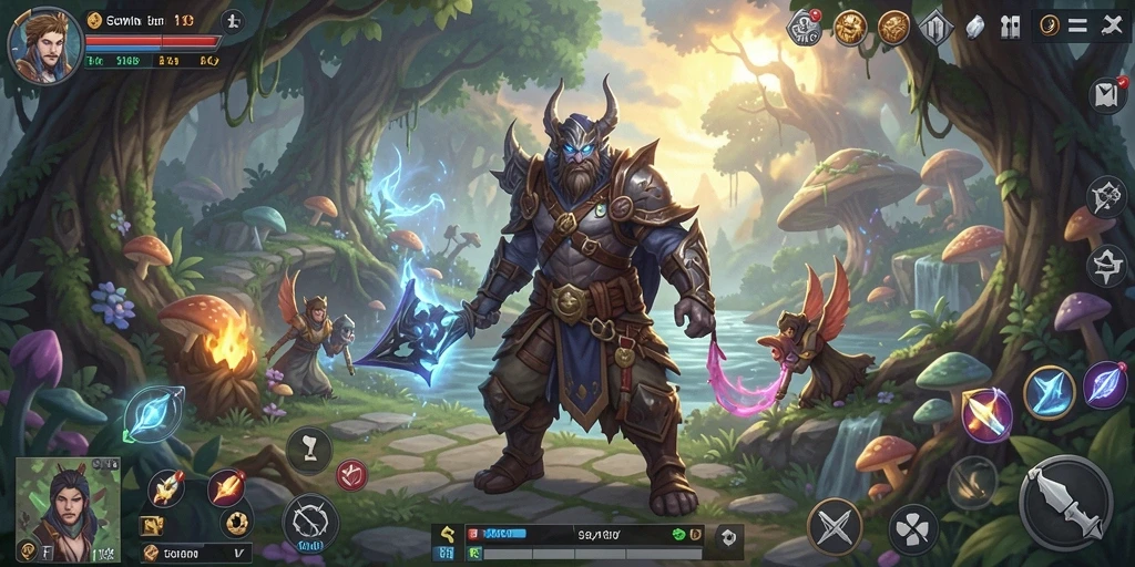 Gameplay seru dengan karakter menjelajahi dunia fantastis.