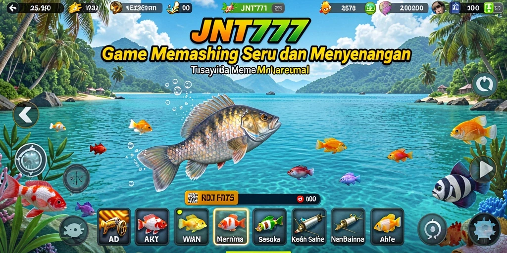 Tampilan gameplay menampilkan momen seru saat memancing ikan di laut.