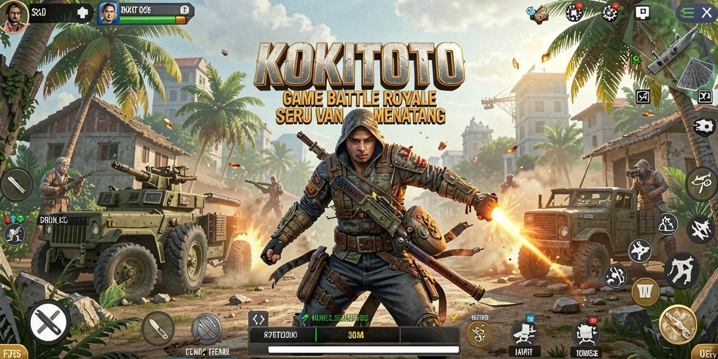 Tampilan gameplay KOKITOTO yang seru dalam pertempuran Battle Royale.