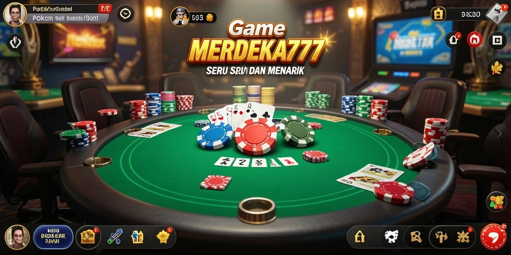 Tampilan gameplay seru dari MERDEKA777 dalam permainan Poker.