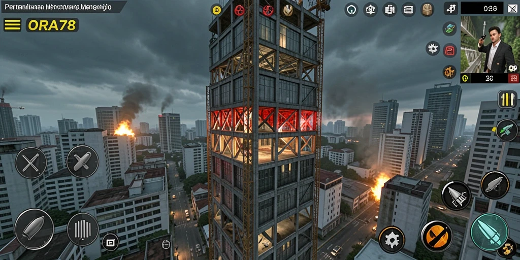 Tampilan gameplay menegangkan dari ORA78 dalam pertempuran Tower Defense.