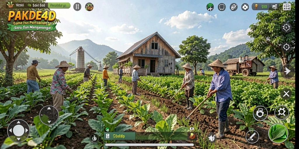 Screenshot gameplay PAKDE4D menampilkan aktivitas bertani yang seru dan interaktif.