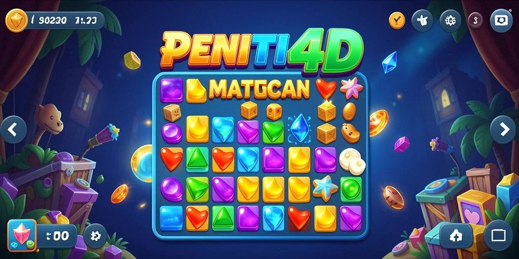 Tampilan gameplay seru dalam PENITI4D dengan tantangan Match-3.