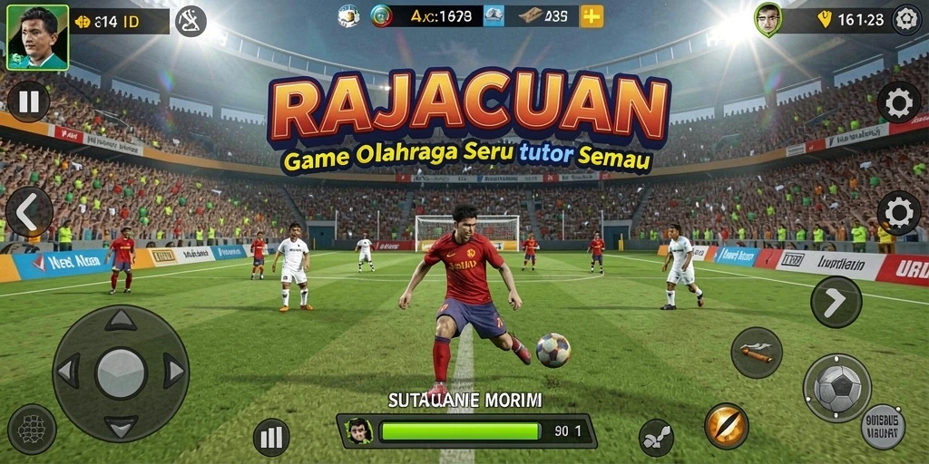 Screenshot utama RAJACUAN menunjukkan gameplay olahraga yang seru.