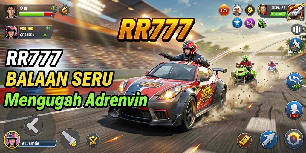 Gameplay balap yang mendebarkan di RR777 dengan mobil dan trek menantang.