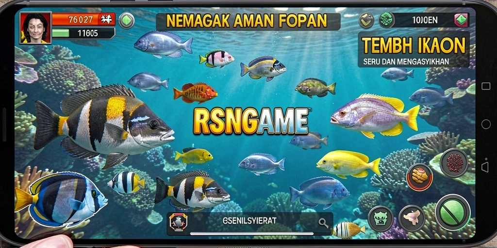 Tampilan dinamis saat berburu ikan dalam RSNGAME.