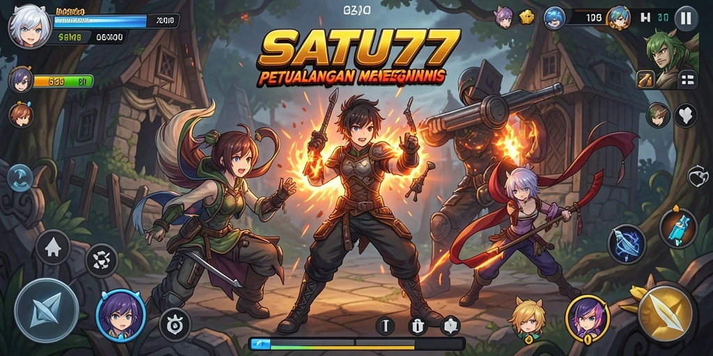Screenshot gameplay SATU77 menampilkan aksi seru karakter Anime.