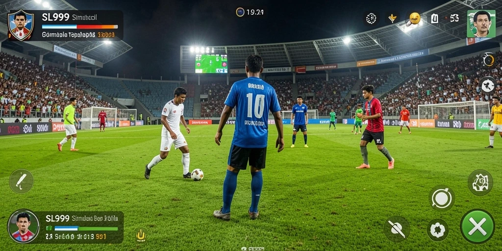 Tampilan gameplay SL999 yang menegangkan di lapangan sepak bola.