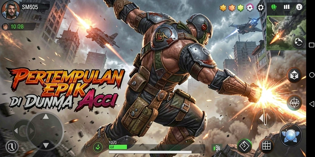 Tampilan gameplay action SM605 yang penuh aksi dan ketegangan.